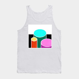 Inverted Blue Pink Orange Geometric Abstract Acrylic Painting Tank Top